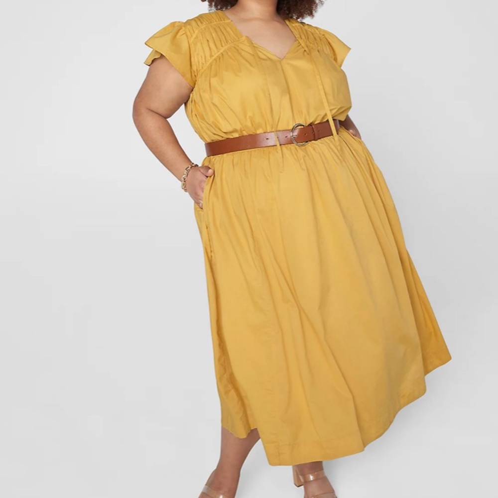 Cap Flutter Sleeve V Double Tie Neck - image 1